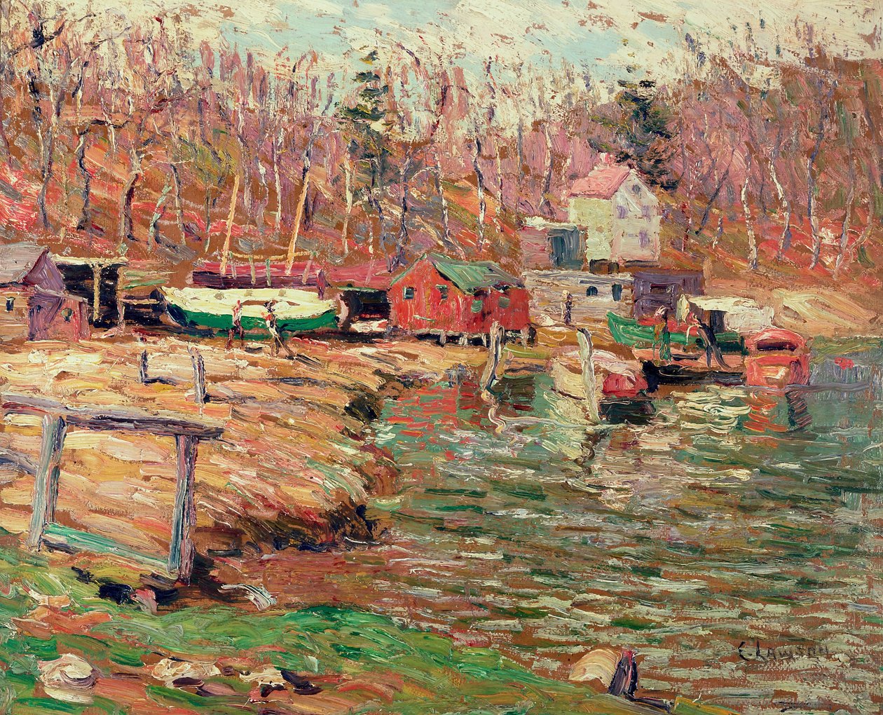 Harlem Nehri Sahnesi (masonit üzerine yağ) by Ernest Lawson