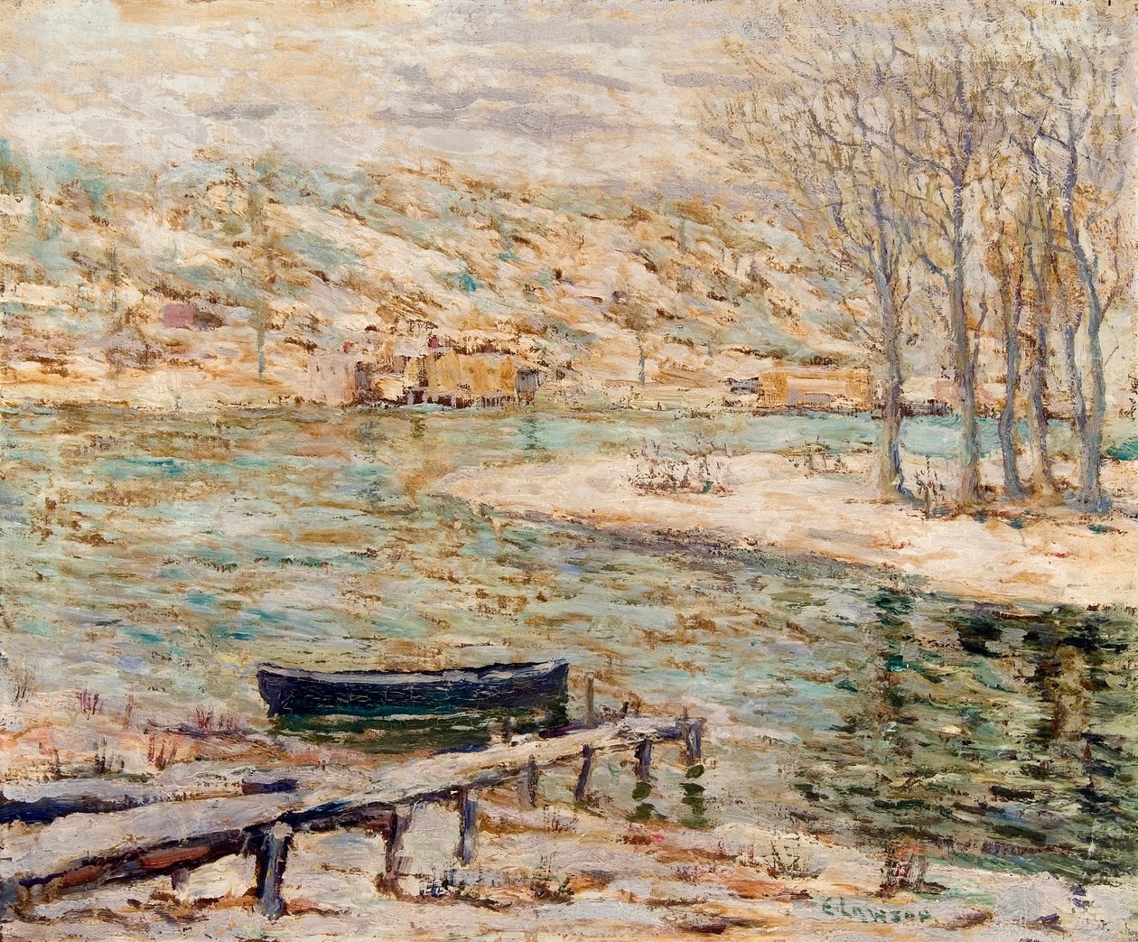 Nehir Manzarası – Tekne ve Ağaçlar by Ernest Lawson