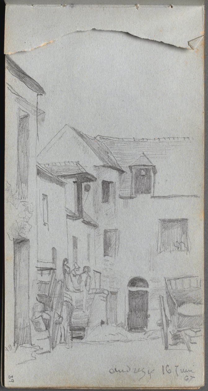 Sketchbook, sayfa 39: Sokak Manzarası. by Jean Louis Ernest Meissonier