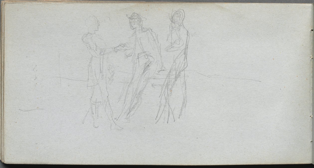Sketchbook, sayfa 42: Üç Şekil. by Jean Louis Ernest Meissonier