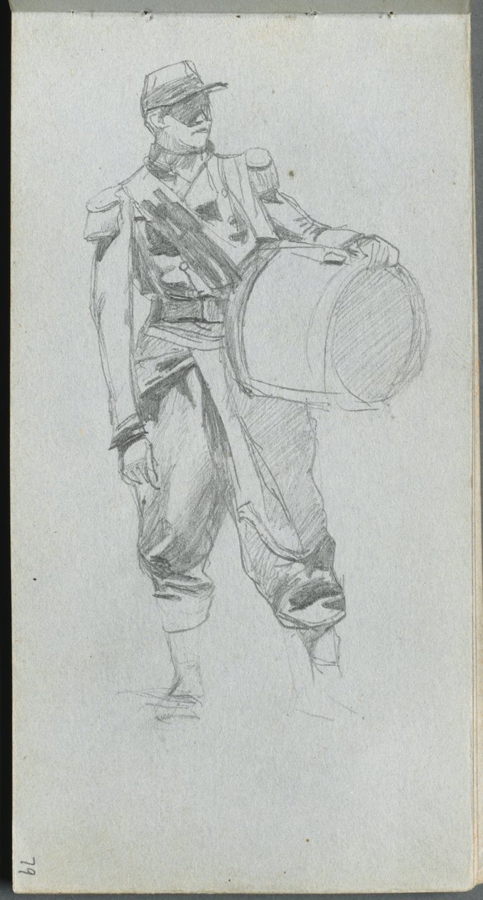 Eskiz defteri, sayfa 79: Davullu Asker by Ernest Meissonier