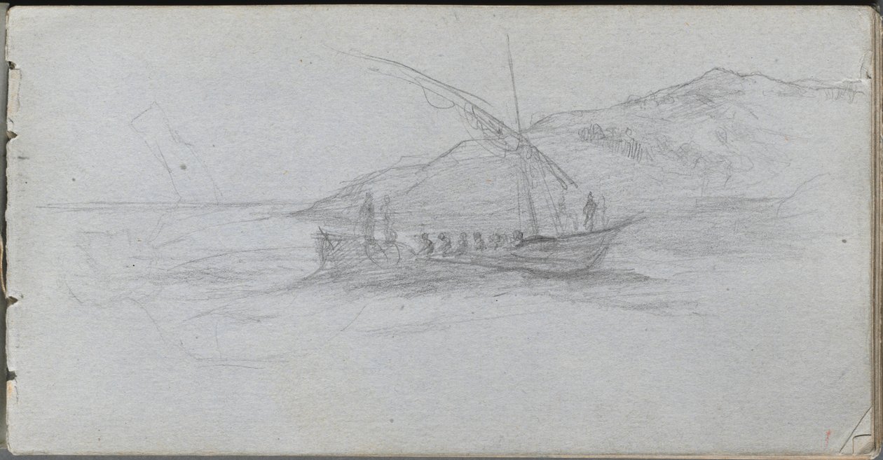 Sketchbook, sayfa 88: Deniz Manzarası ve Şekil. by Jean Louis Ernest Meissonier