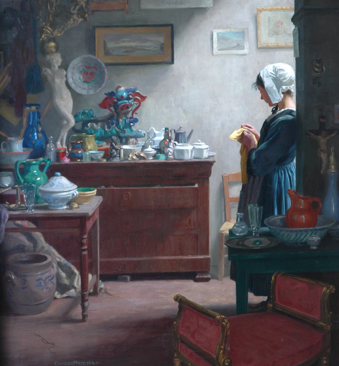 Bir Brittany Antika Dükkanı, 1911 by Ernest Procter