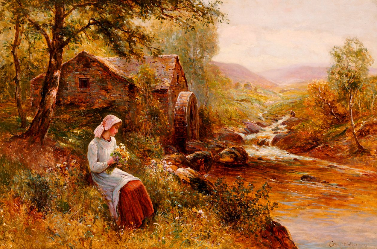 Bahar Çiçeklerini Toplayan Genç Bir Kız by Ernest Walbourn