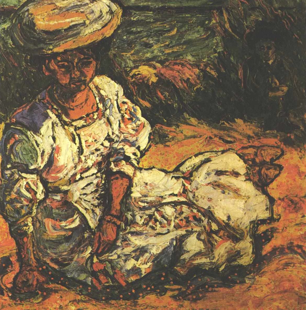 Beyaz elbiseli bir kadın portresi by Ernst Ludwig Kirchner