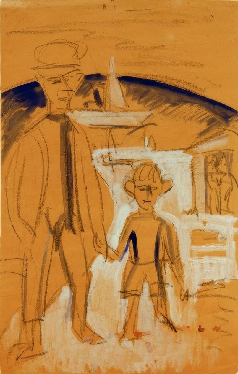 Çocuk elinden ile balıkçı by Ernst Ludwig Kirchner