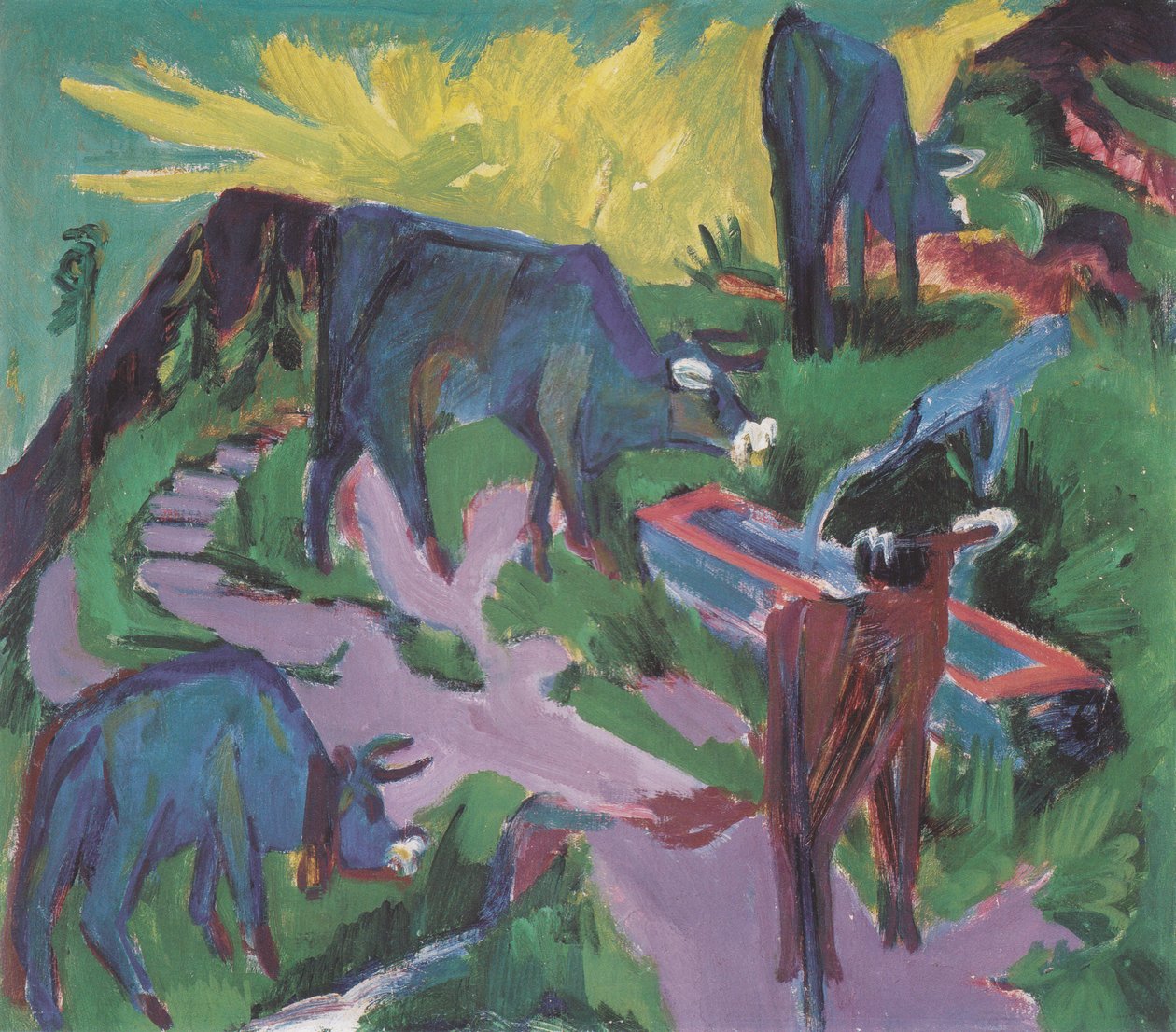 Gün batımında inekler by Ernst Ludwig Kirchner