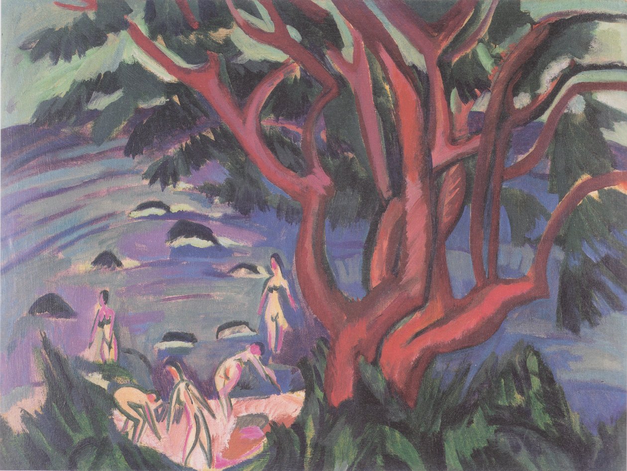 Sahilde kırmızı ağaç by Ernst Ludwig Kirchner