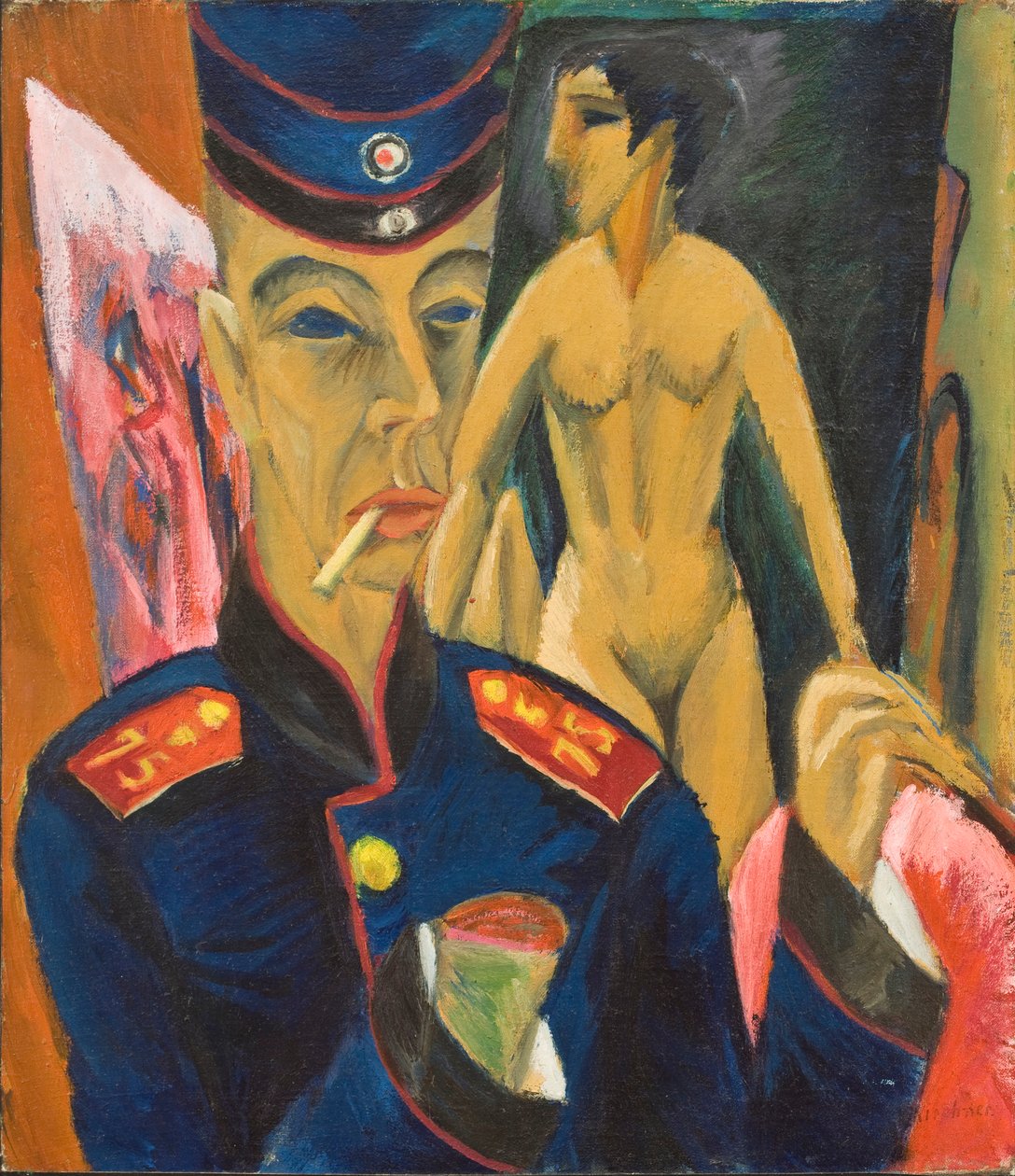 ಸೈನಿಕನ ಸ್ವಯಂ ಭಾವಚಿತ್ರ, 1915 ಟರ್ಕಿ by Ernst Ludwig Kirchner
