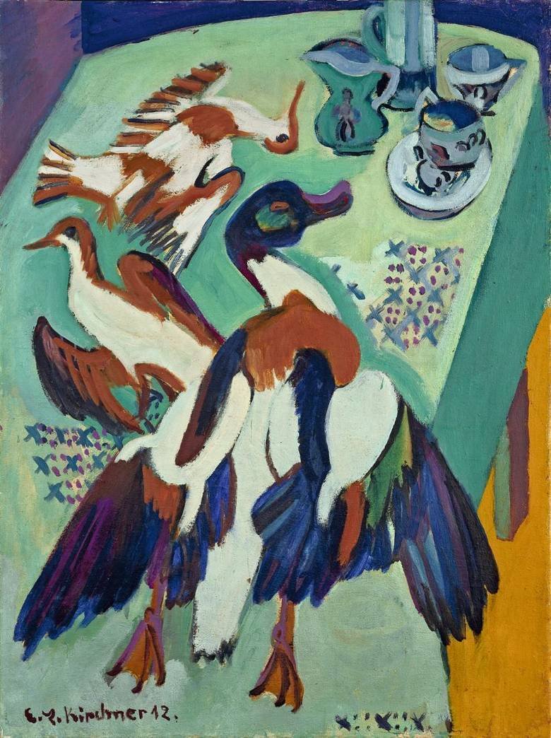 Ördek ve su çulluğu ile natürmort by Ernst Ludwig Kirchner
