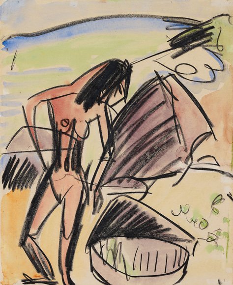 Sahilde çıplak kadın by Ernst Ludwig Kirchner