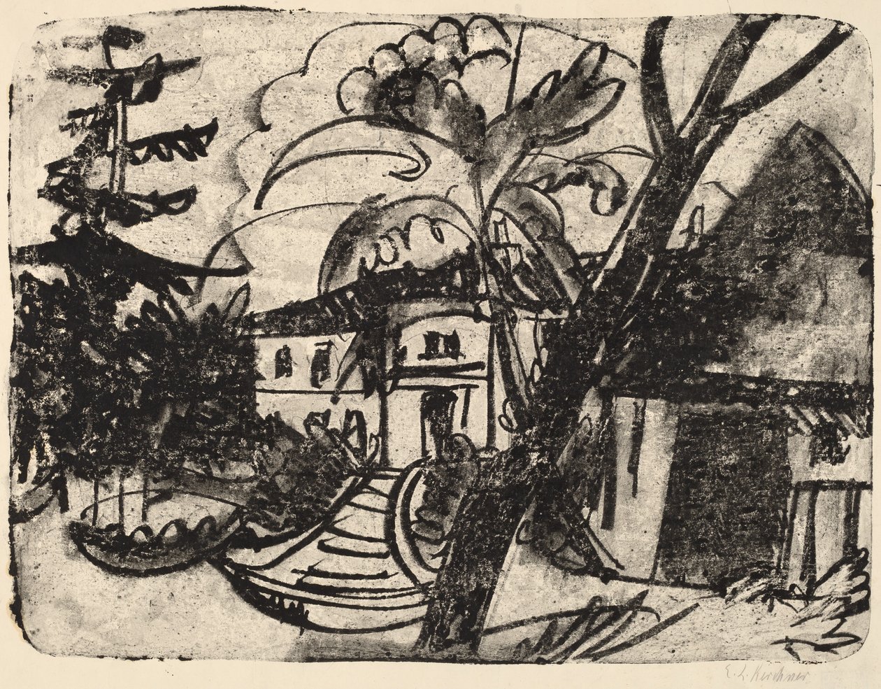 Manor House ile Danimarka Çiftliği, 1912. by Ernst Ludwig Kirchner