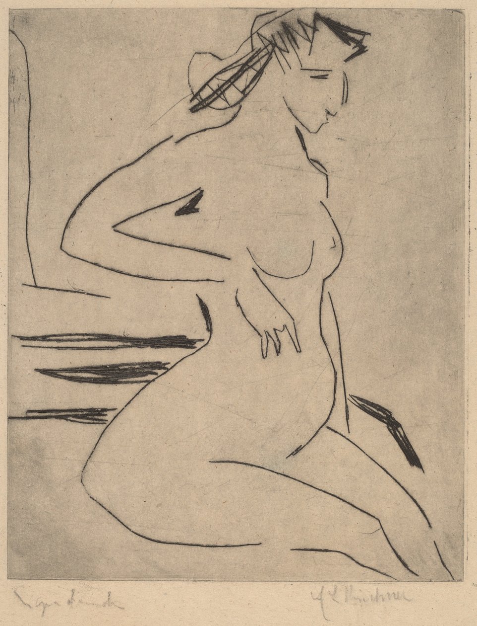 Çıplak Oturan Kadın, 1909. by Ernst Ludwig Kirchner