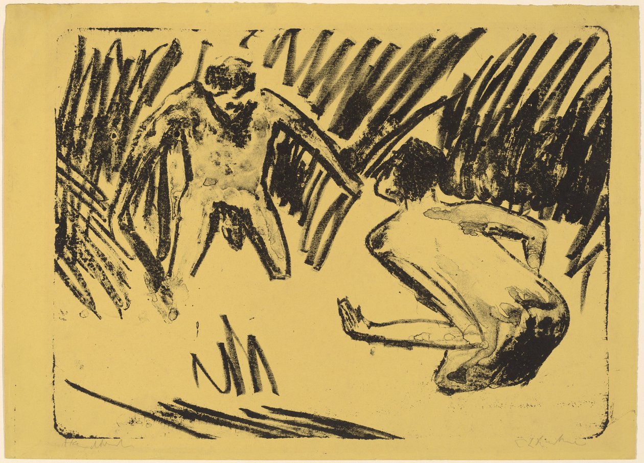 Sazlıklarda Sıçrayan Adamlar, 1910. by Ernst Ludwig Kirchner