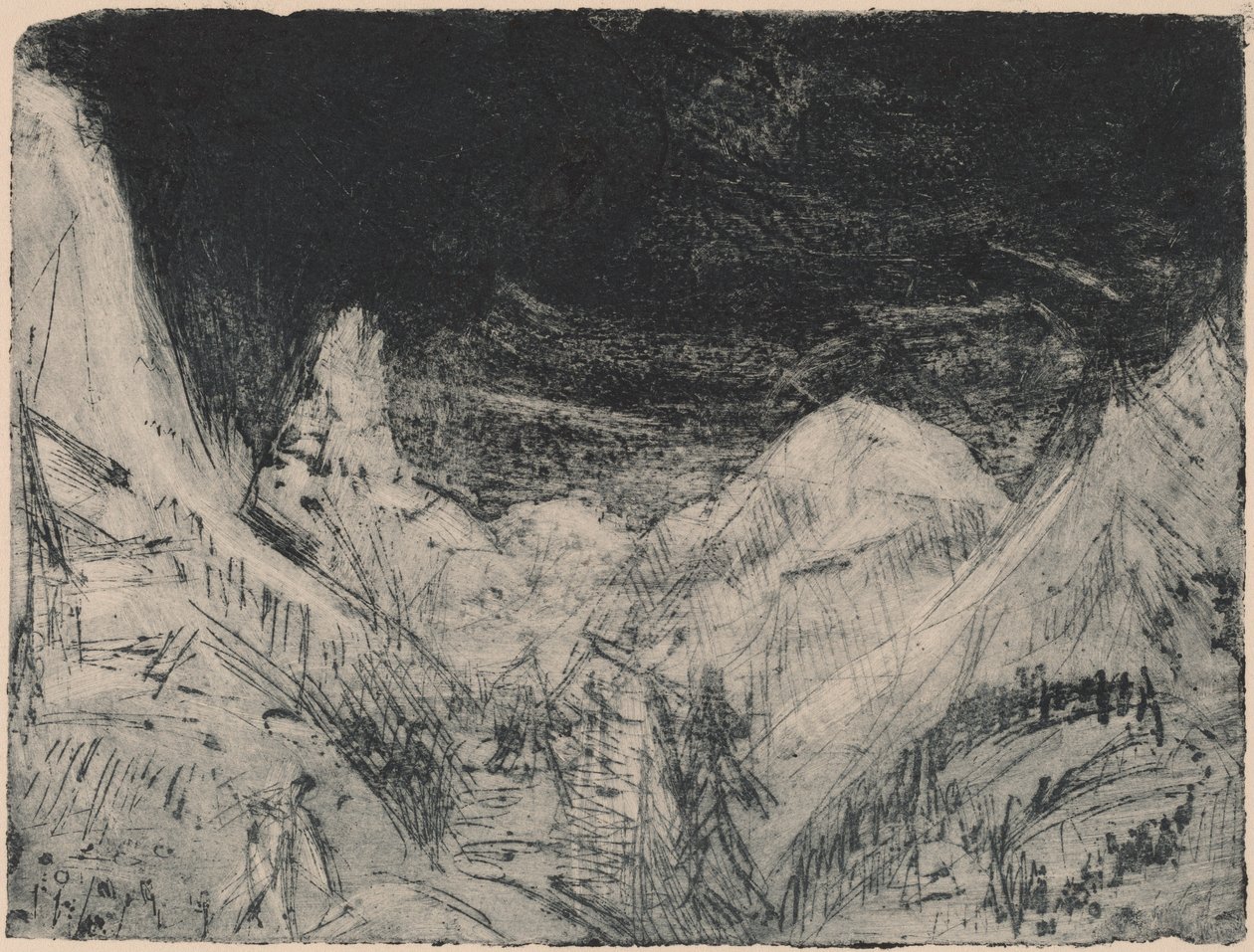 Küçük Biçme Makineli Dağ Manzarası, 1919. by Ernst Ludwig Kirchner