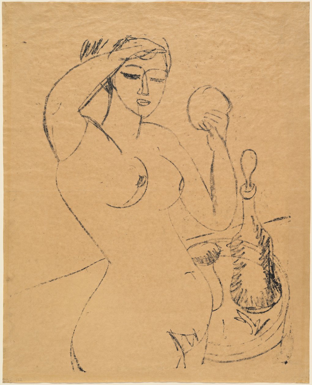 Tuvaletindeki Çıplak Kız, 1912. by Ernst Ludwig Kirchner