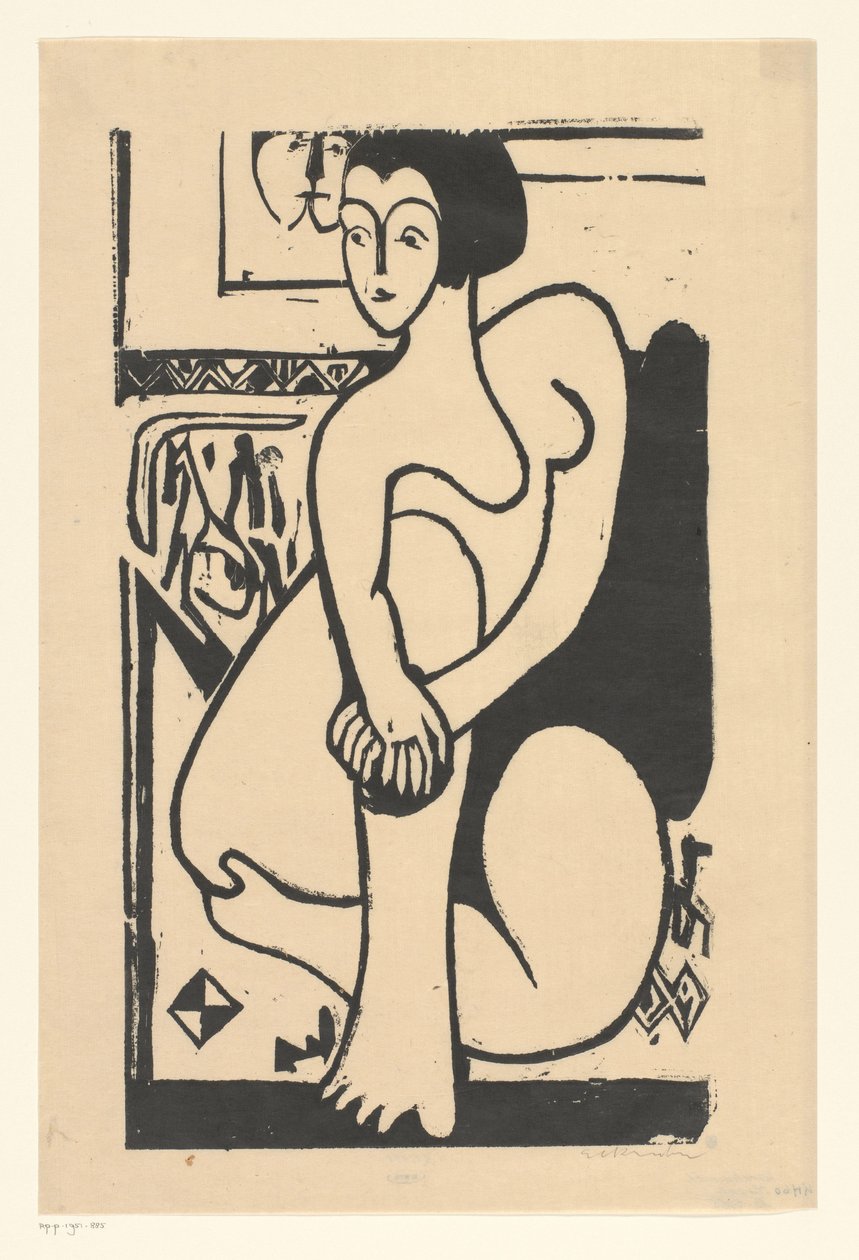 çıplak oturmak by Ernst Ludwig Kirchner (signed by artist)