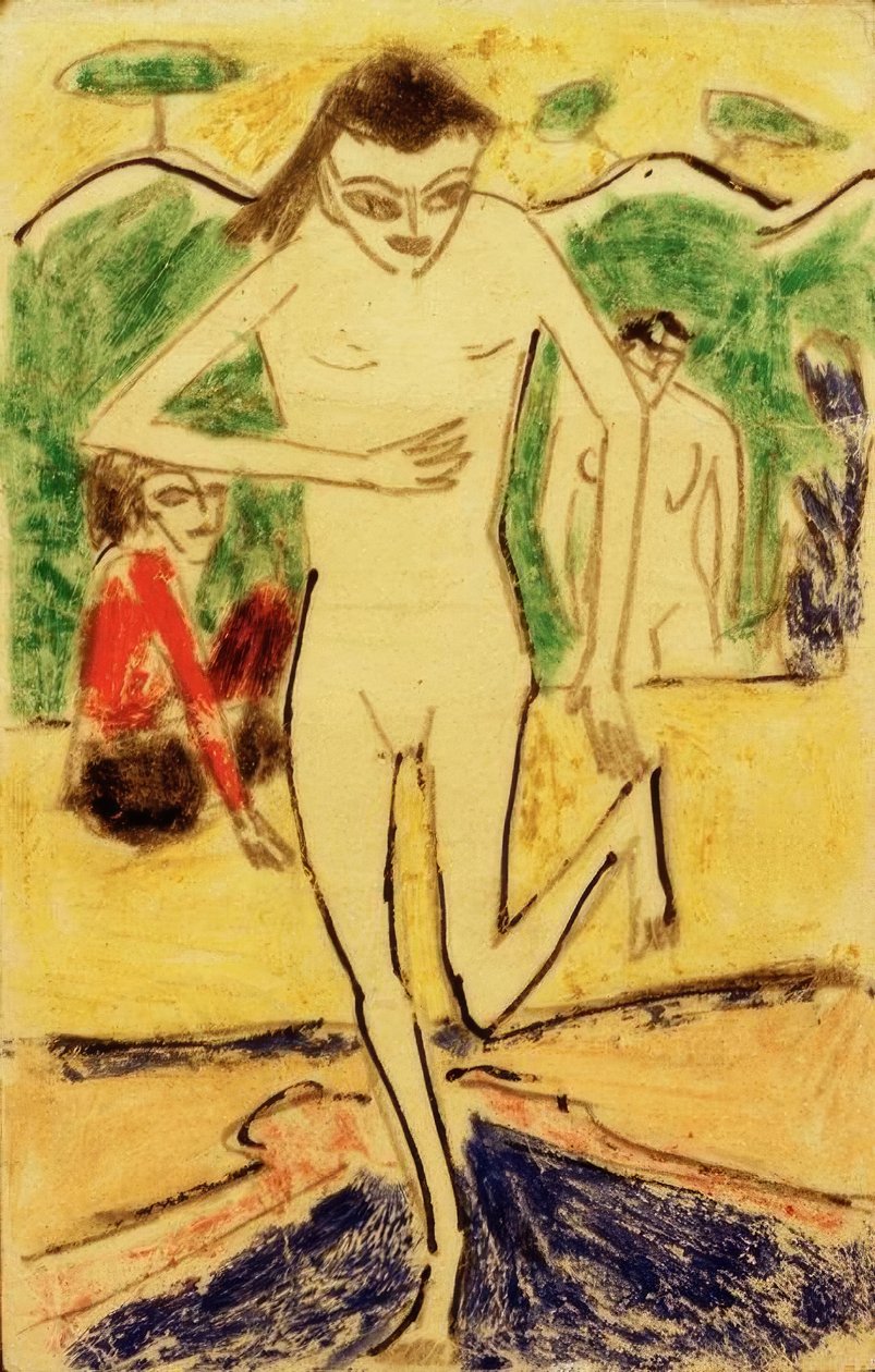 Fränzi duvarın önünde asılı by Ernst Ludwig Kirchner