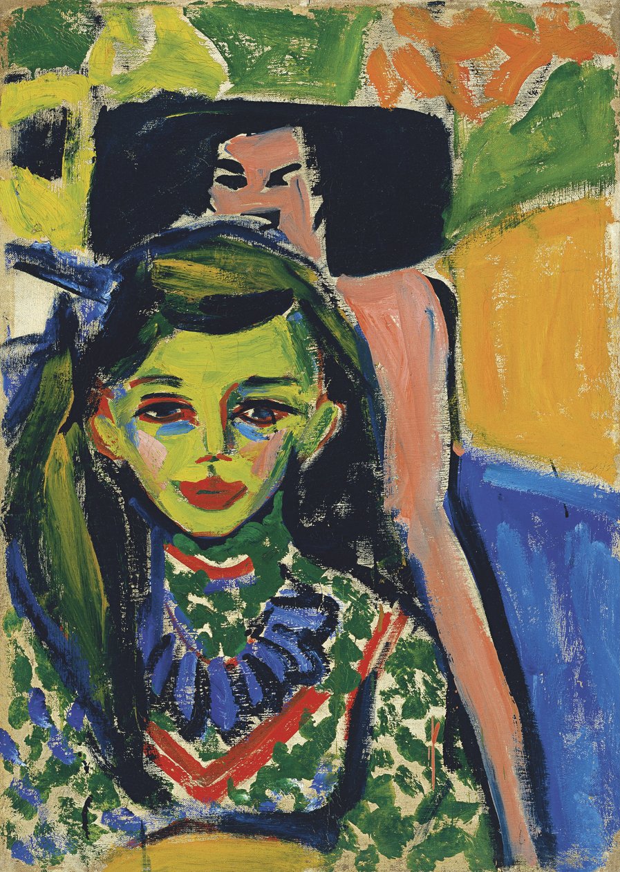 Oyma bir sandalyenin önünde Fränzi by Ernst Ludwig Kirchner