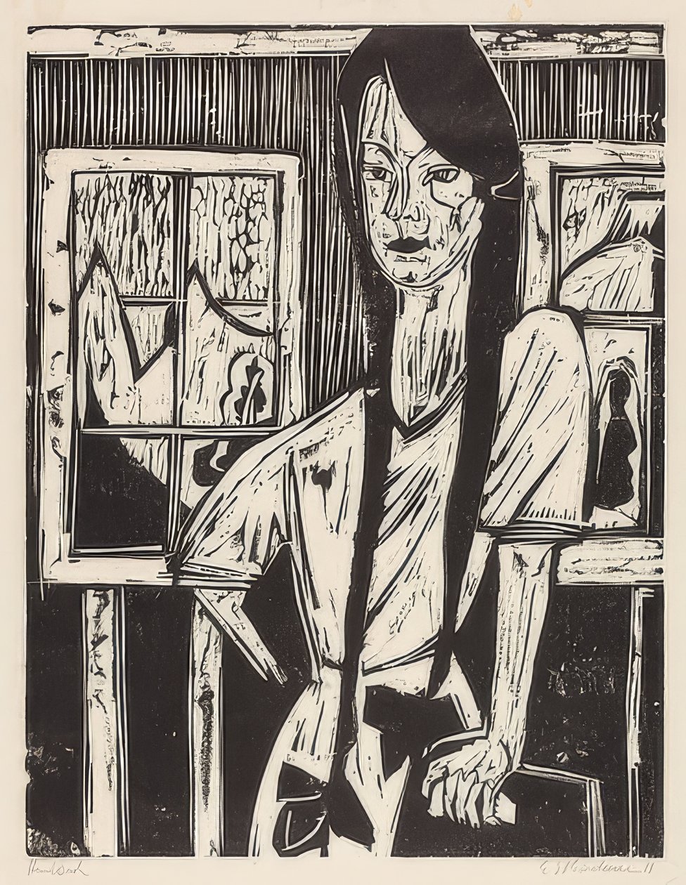 Genç kız. 1921 by Ernst Ludwig Kirchner