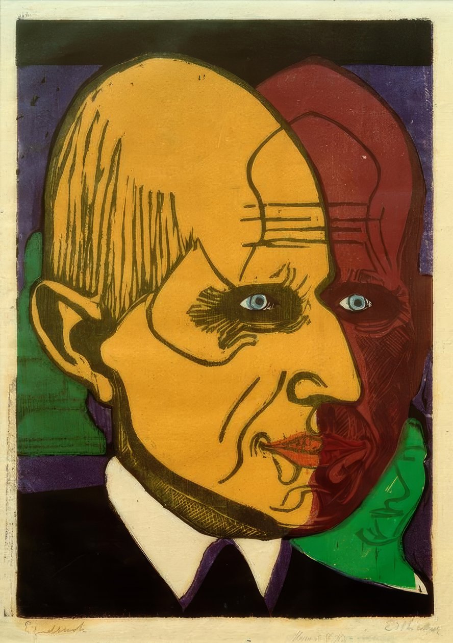 Kopf Dr. Frederic Bauer by Ernst Ludwig Kirchner