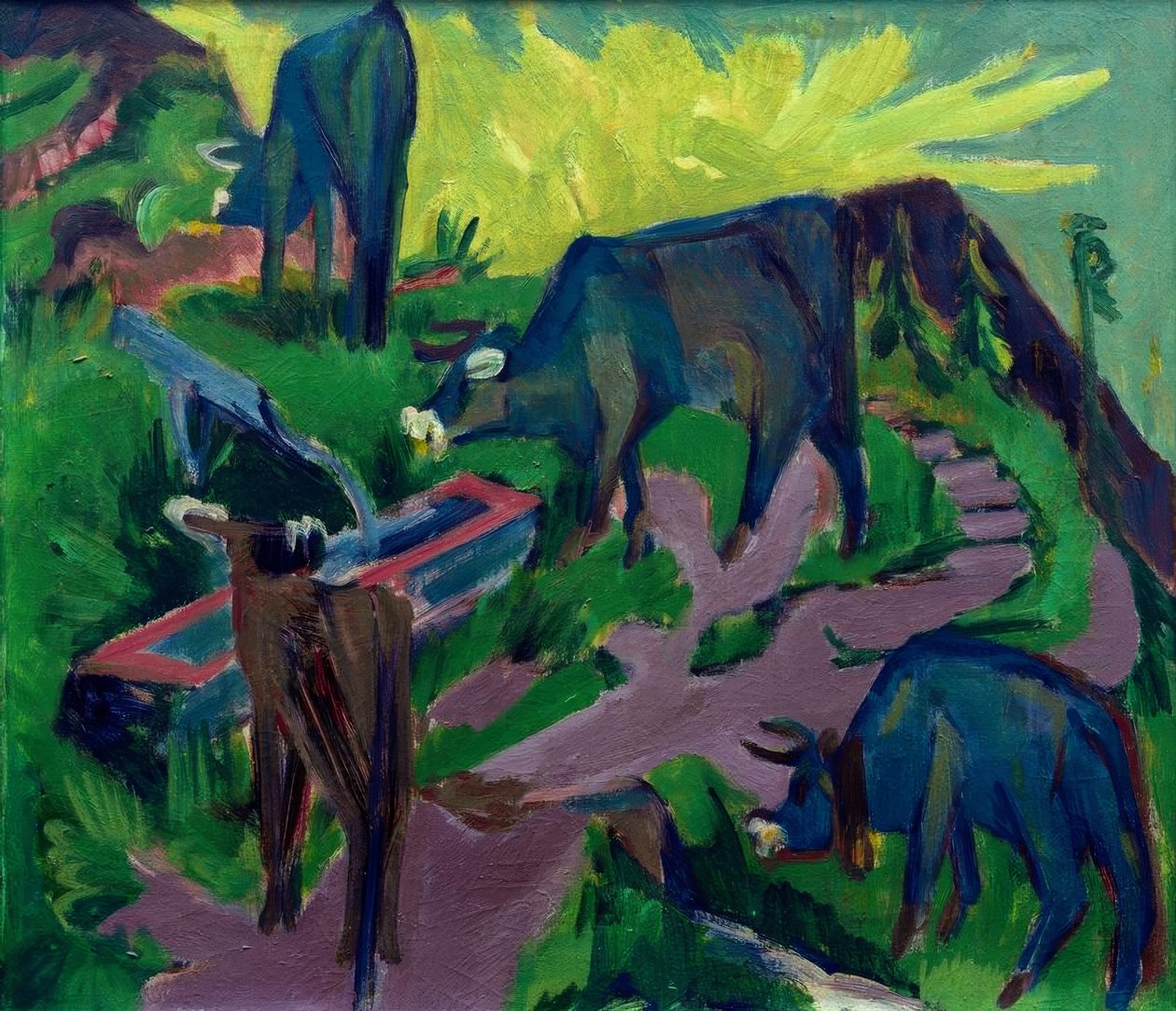 Gün batımında inekler by Ernst Ludwig Kirchner