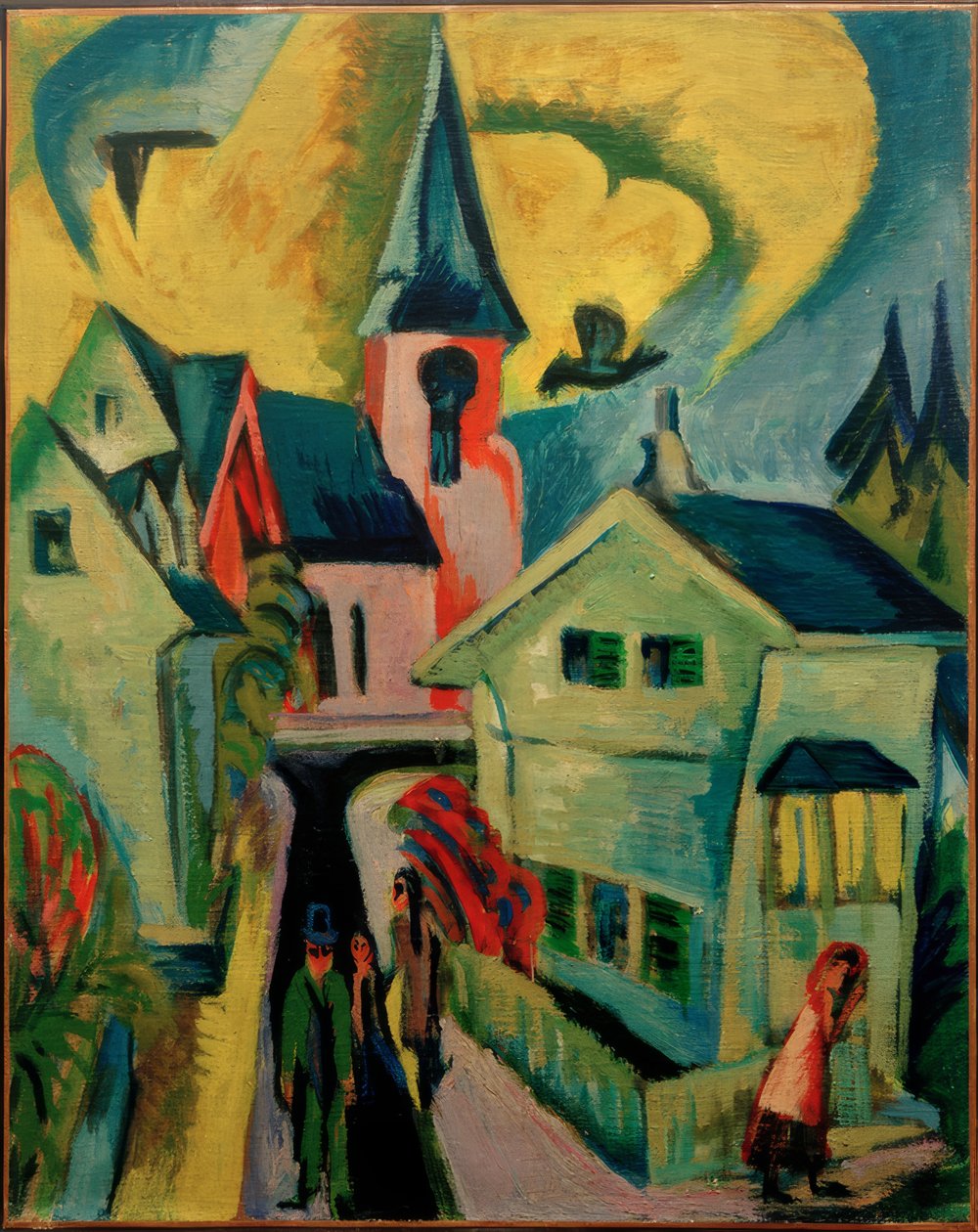 kırmızı kilise ile Königstein by Ernst Ludwig Kirchner
