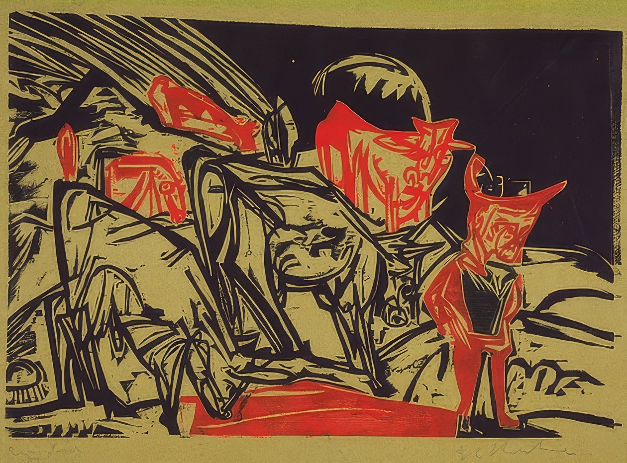 Çoban ile inek sürüsü. 1919 by Ernst Ludwig Kirchner