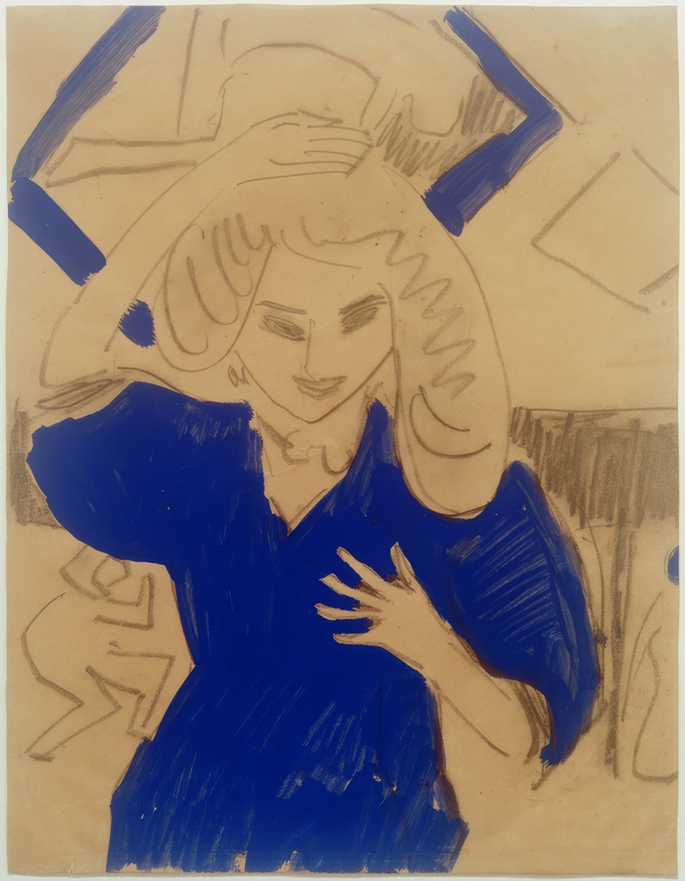 mavi elbiseli kız by Ernst Ludwig Kirchner