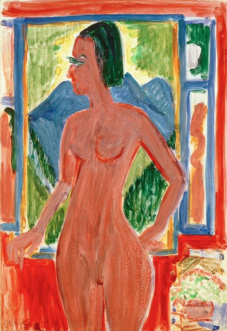 Pencerede çıplak kadın by Ernst Ludwig Kirchner