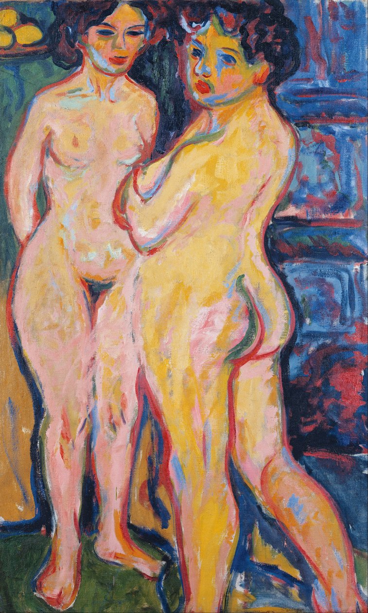 Sobanın Yanında Duran Çıplaklar, 1908 by Ernst Ludwig Kirchner