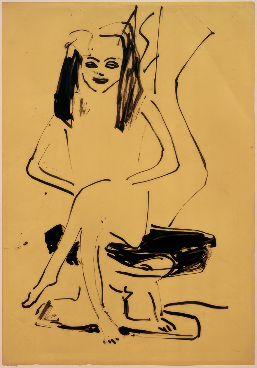 İsimsiz (oturmuş Marcella) by Ernst Ludwig Kirchner