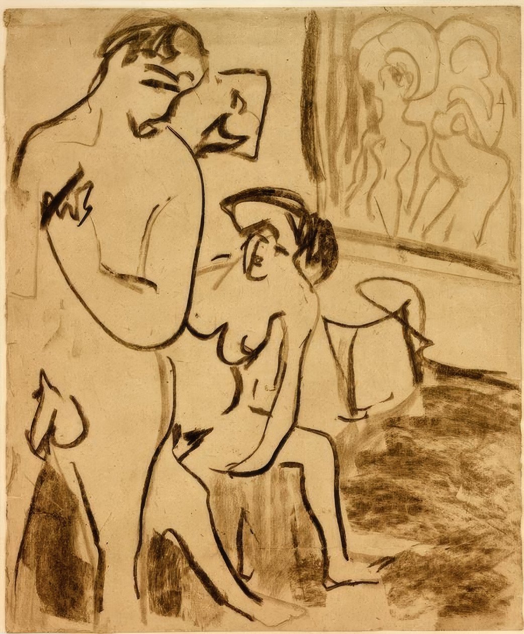 Stüdyoda çift by Ernst Ludwig Kirchner