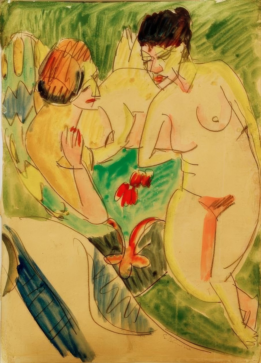 iki çıplak kadın by Ernst Ludwig Kirchner