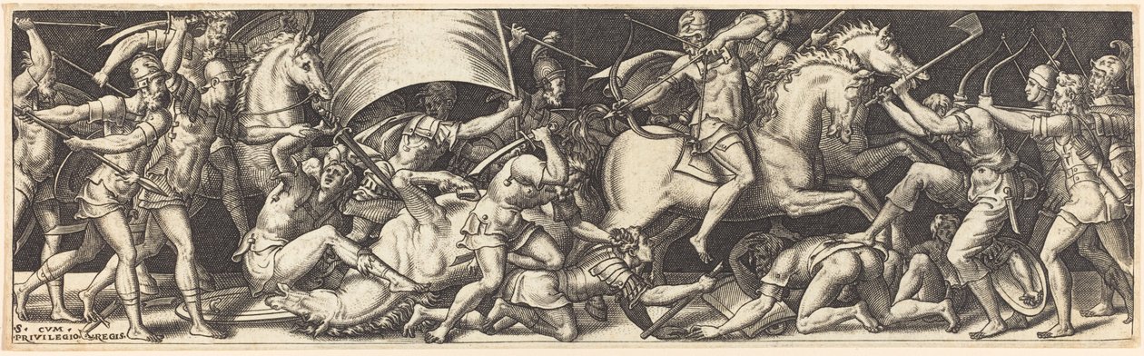 Atlılar ve Piyadeler Savaşı by Etienne Delaune