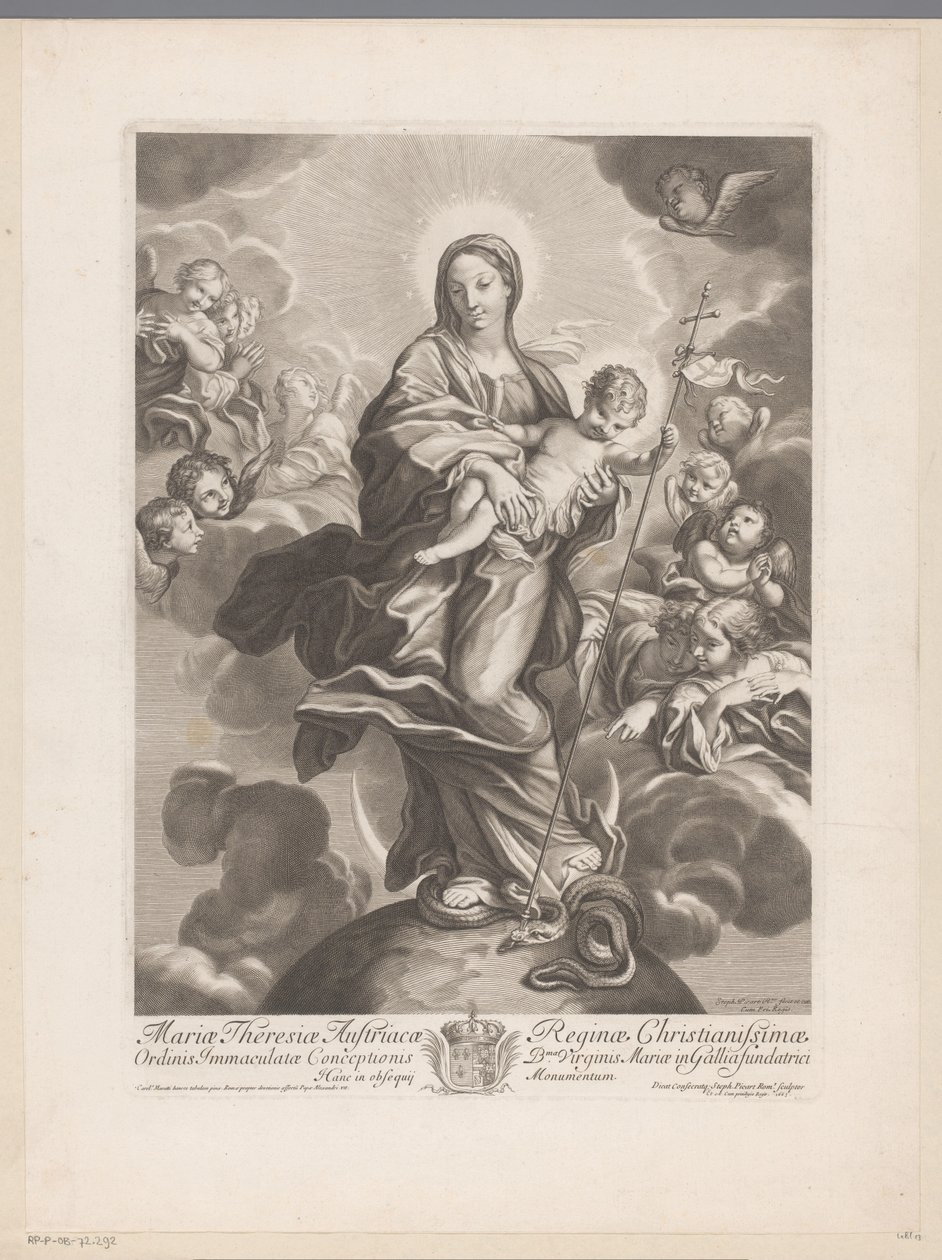 Mary ile çocuk küre üzerinde by Etienne Picart