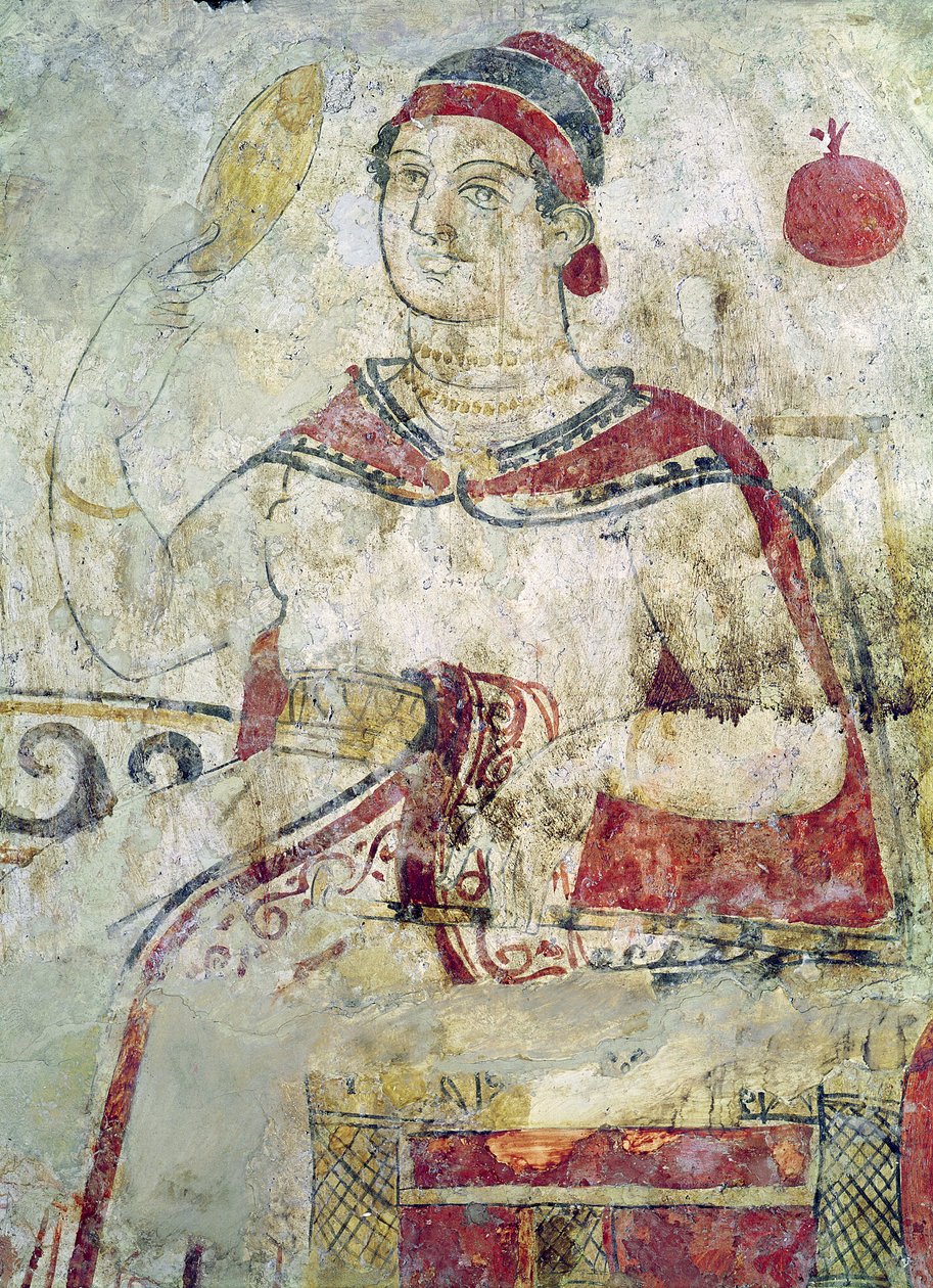 Tuvaletteki kadın, bir cenaze sahnesinden detay, Samnit Dönemi, MÖ 5.-4. yy (duvar resmi) by Etruscan