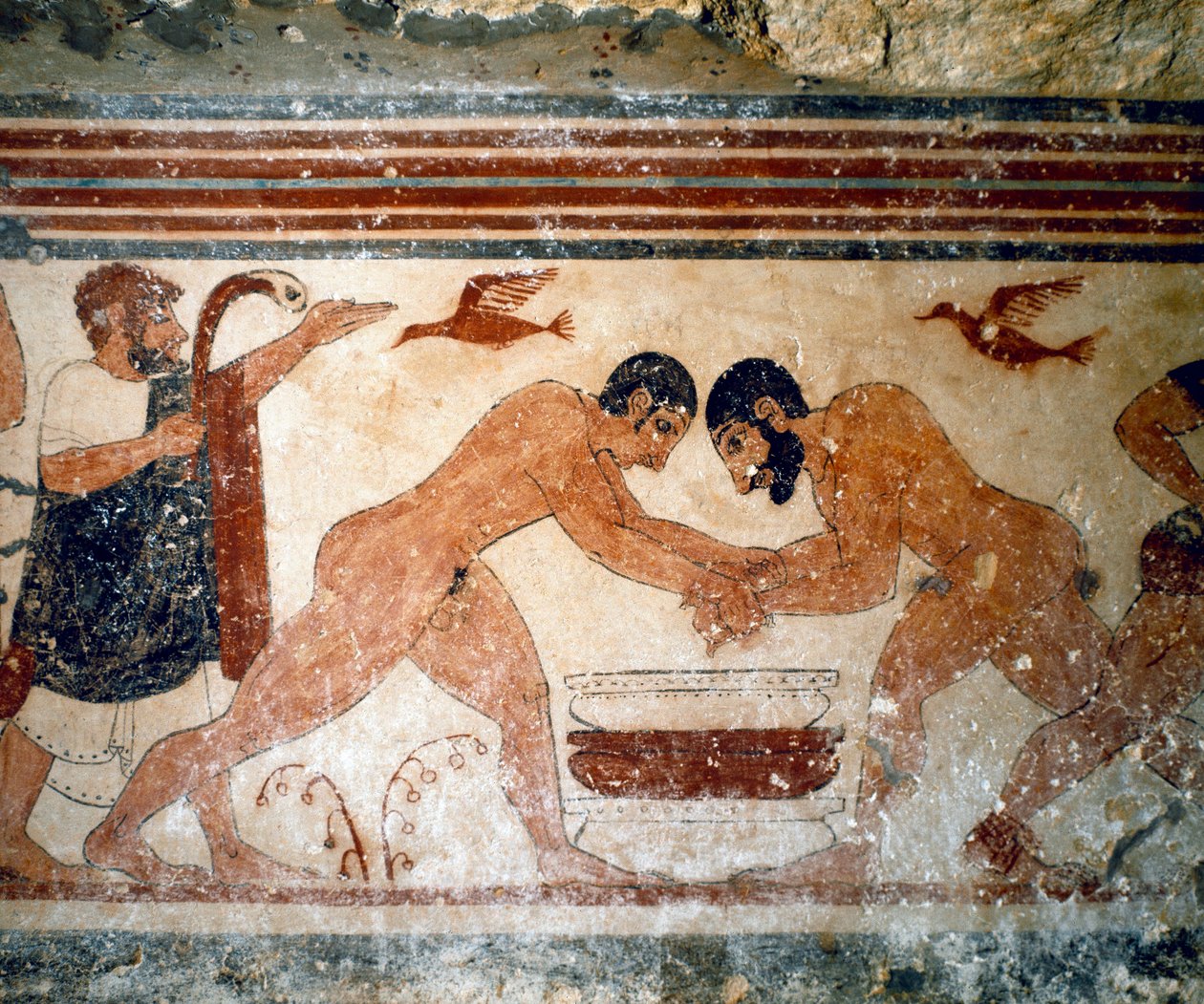İki güreşçi. (Fresk detayı, MÖ 530) by Etruscan