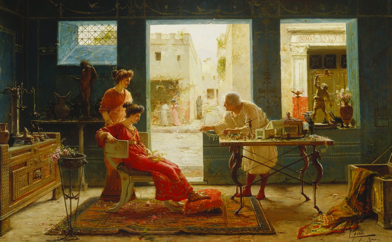 Pompeii Antikaları (tuval üzerine yağlı boya) by Ettore Forti