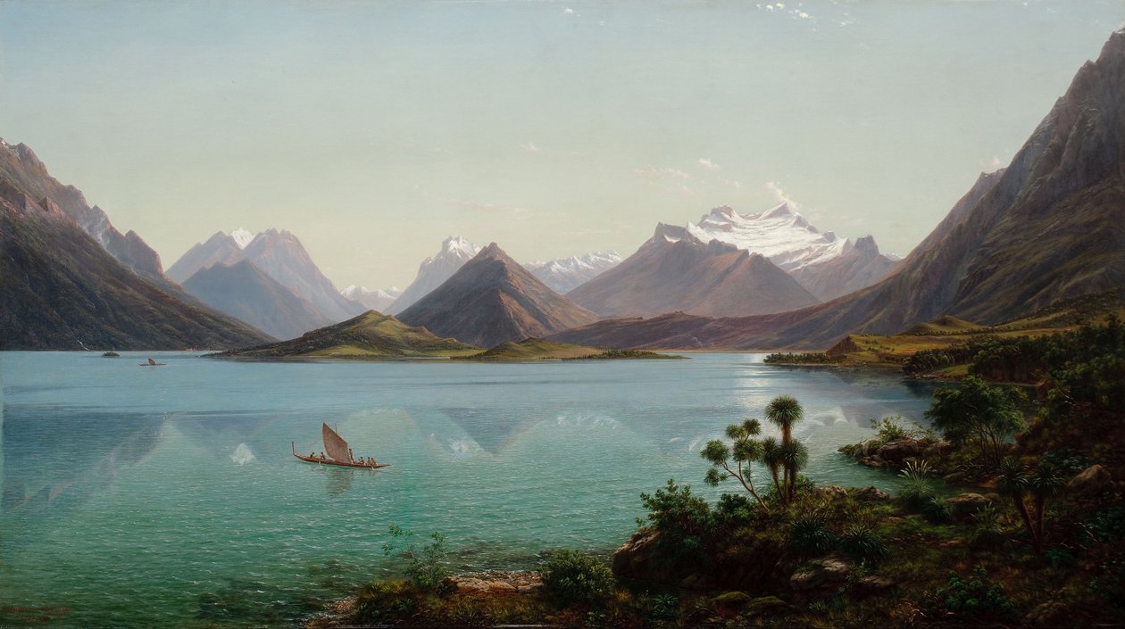 Earnslaw Dağı ile Wakatipu Gölü, Orta Ada, Yeni Zelanda by Eugene von Guérard