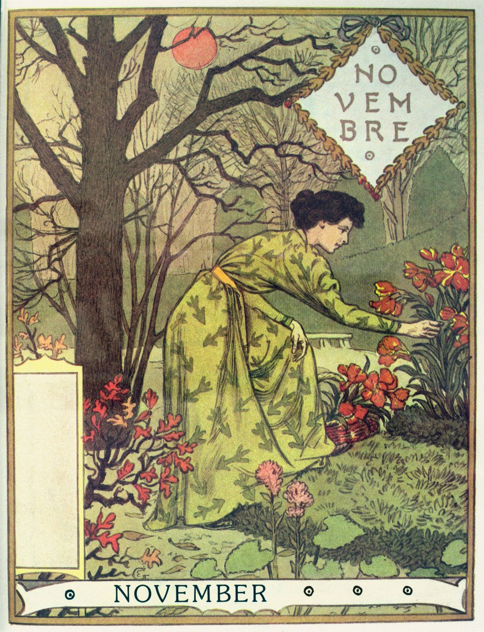 Ağaçların ve yaprakların tanımlanamayan montajı by Eugene Grasset
