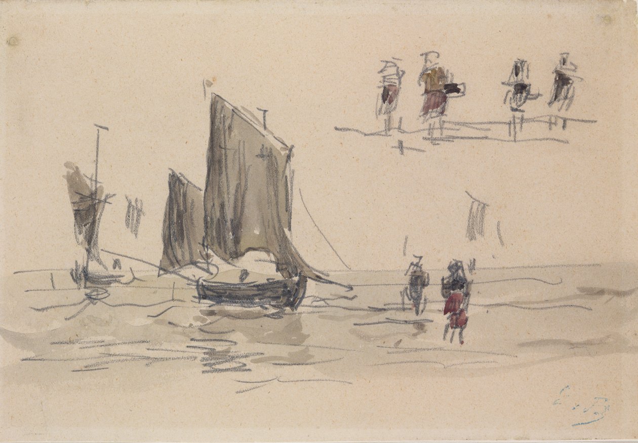 Tekneler ve Balıkçılar by Eugene Louis Boudin