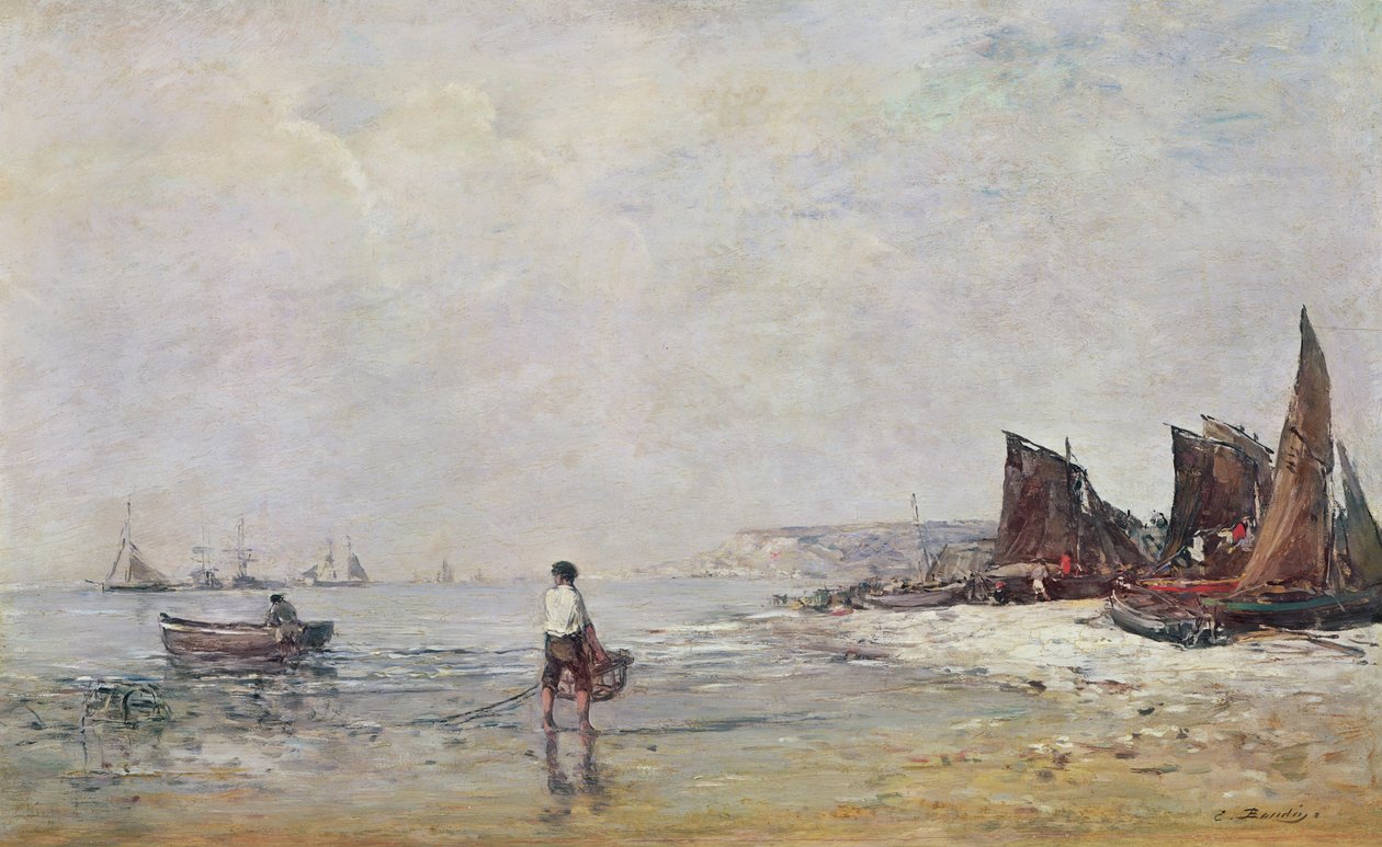 Balıkçı, Villerville, Low Tide by Eugene Louis Boudin