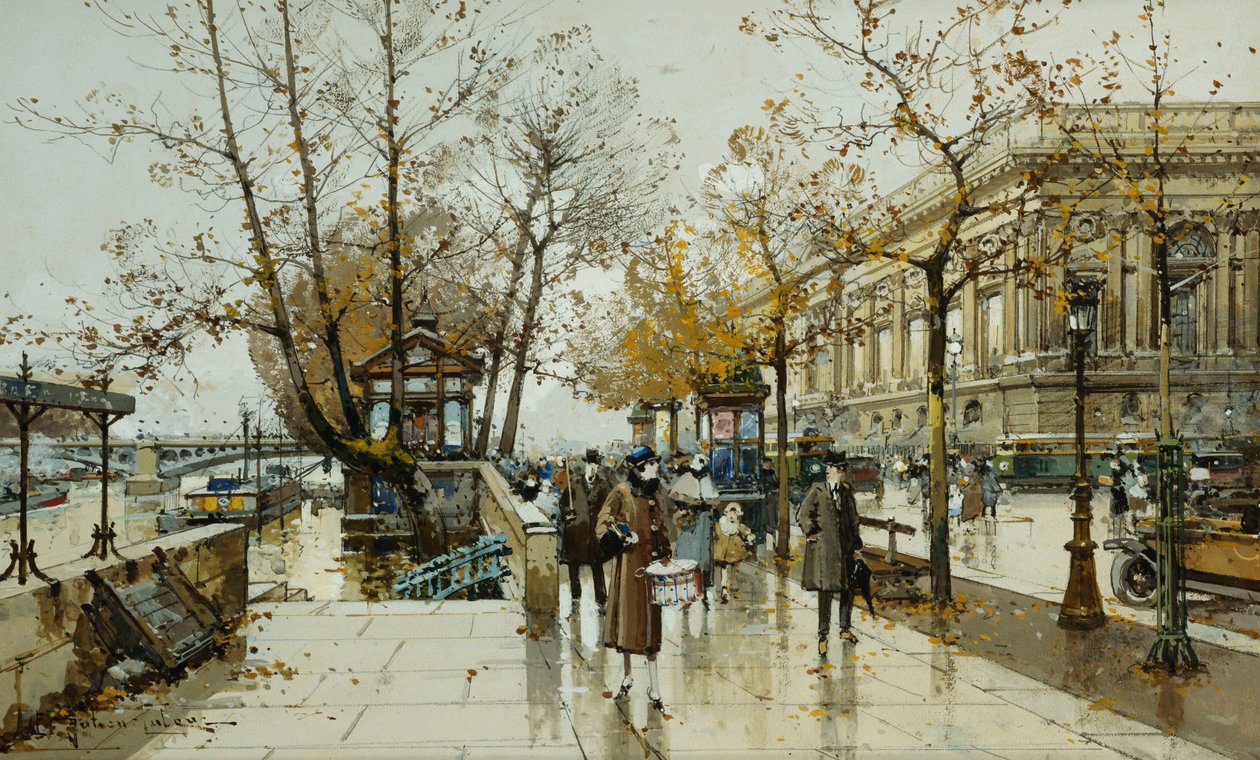 Quai de Louvre, Paris by Eugene Galien Laloue