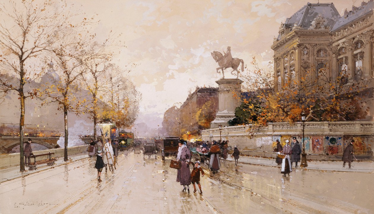 Bir Paris Sokak Sahnesi by Eugene Galien Laloue