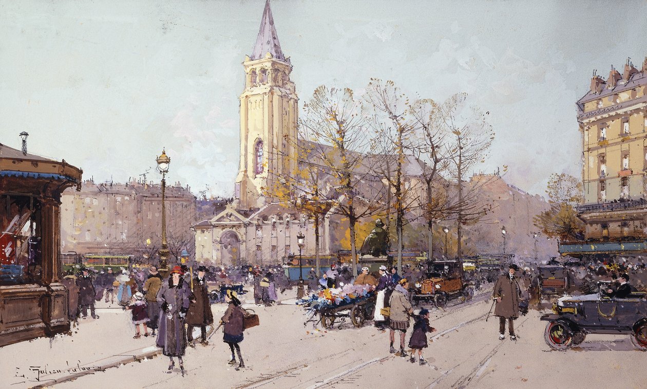 St Germaine de Pres by Eugene Galien Laloue