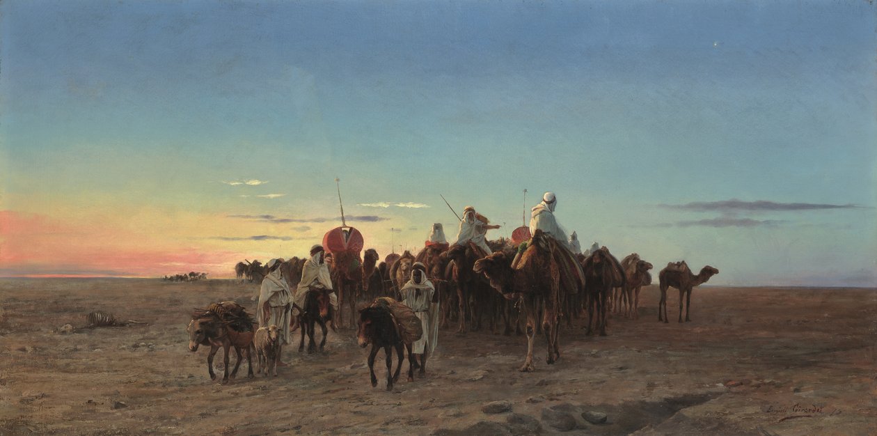 Karavan alacakaranlıkta by Eugene Alexis Girardet