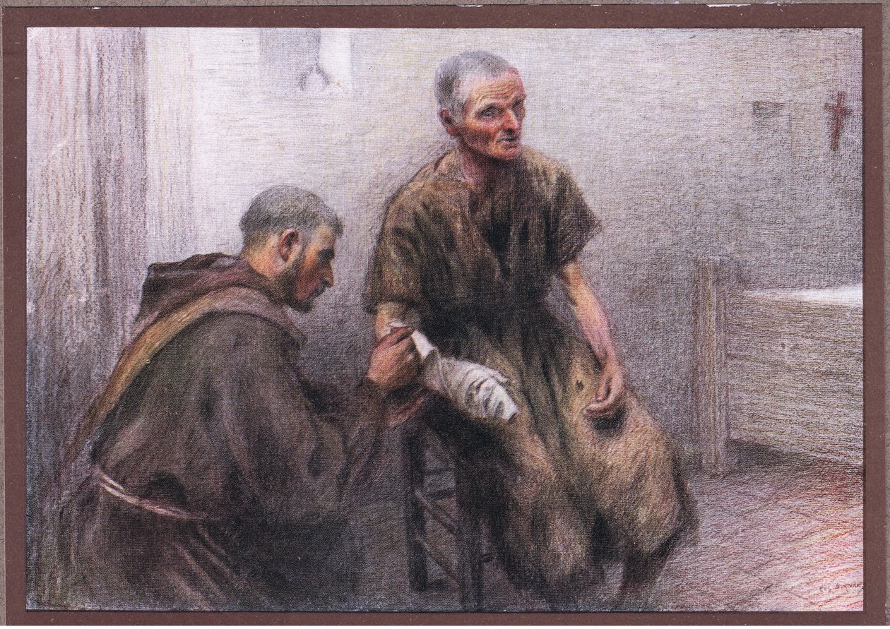 Rahip Bentivoglia bir cüzamlıya bakıyor, 1919 by Eugene Burnand