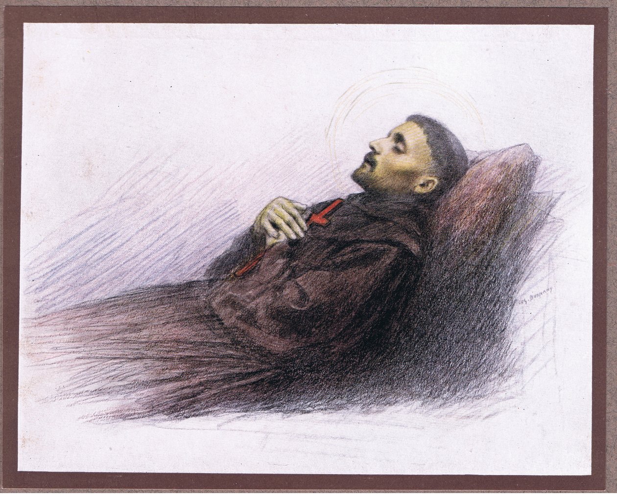 Aziz Francis ölüm döşeğinde, 1919 by Eugene Burnand