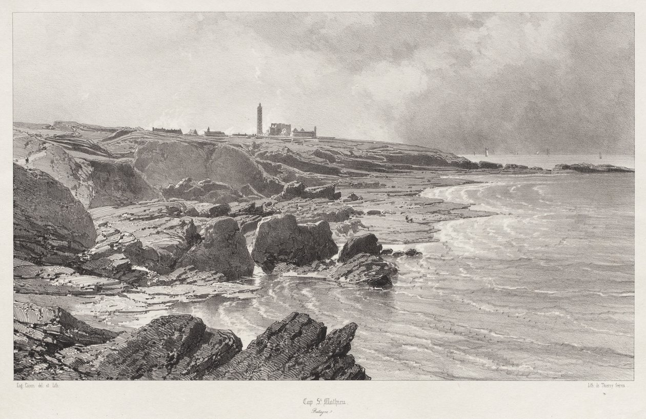 Cape St. Mathieu, 1846. by Eugene Ciceri